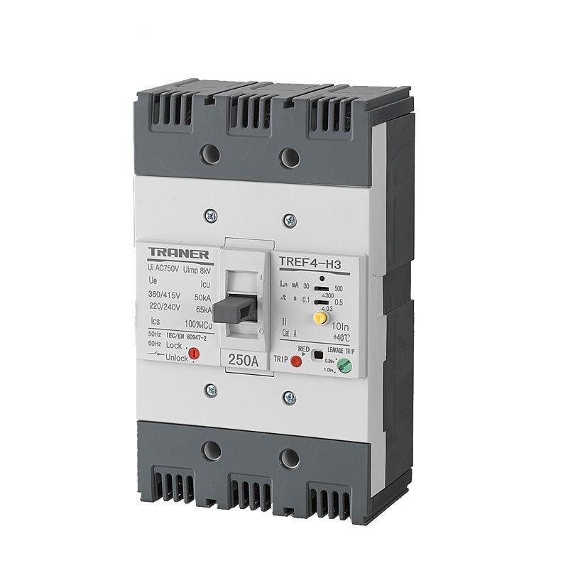 TREF4-250H 3 Phase Rcbo Mccb with Elcb 200 Amp 30mA~500mA ,elcb 3 phase,earth leakage circuit breaker price,three phase elcb,3 phase rcbo,type a rcboAdjustable,molded circuit breaker,molded case circuit breaker