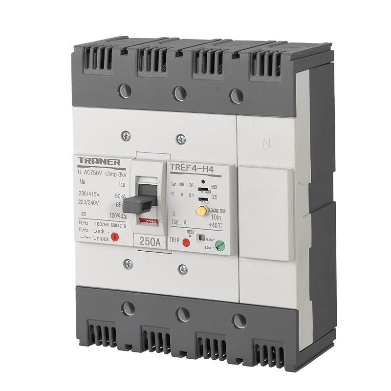 TREF4-250H-4P 3 Phase Rcbo 200A Mccb Earth Fault Protection 30mA~500mA Adjustable,elcb 3 phase,earth leakage circuit breaker price,three phase elcb,3 phase rcbo,type a rcbo