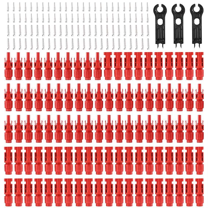 TÜV IP68 DC Solar Red Connector 200/100/40/20/10 Pcs 1000V30A PV Panel Stecker Connectors Kit for Cable 2.5/4/6mm2 Wholesale
