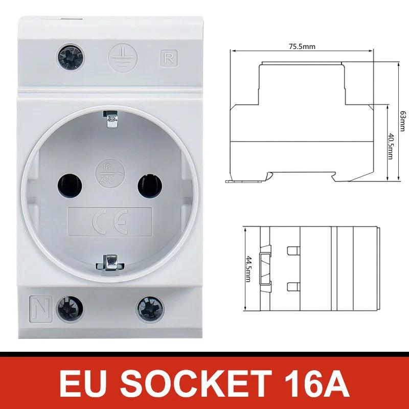 UK US EU FR IT Standard Modular Din Rail Socket 16A 25A 250V Industrial Distribution Box AC30 Power Sockets Adapter Connector - electrical center b2c,din rail eu socket