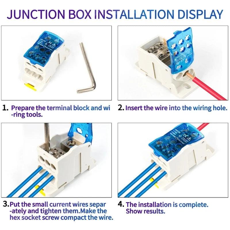 UKK 160A One in multiple-out distribution box Din Rail Terminal Blocks Universal wire connector junction box waterproof
