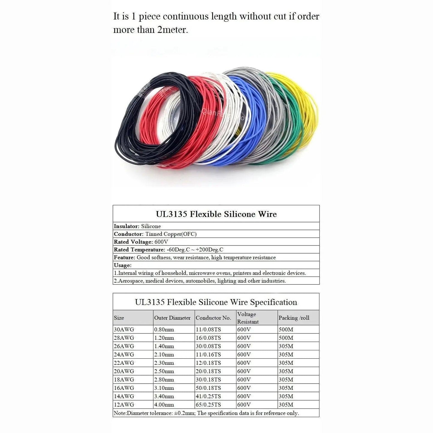 UL3135 Soft Silicone Rubber Insulated Copper Wire |  30-12 AWG optional - electrical center b2c