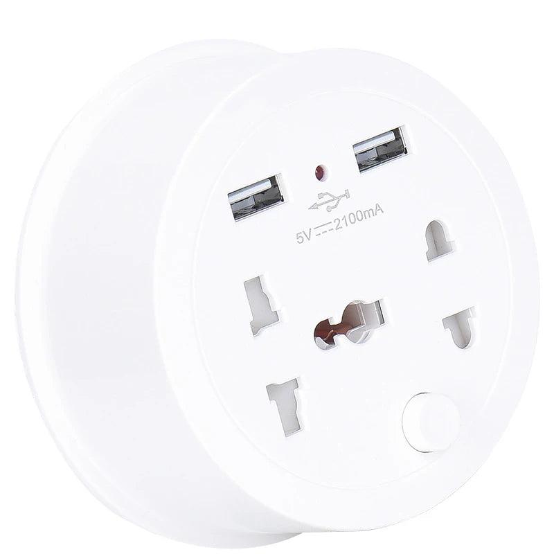 Universal Socket 2 USB Charging Port Power Strip Electric Socket 1.4 Meter tension Cord Easy to carry sockets