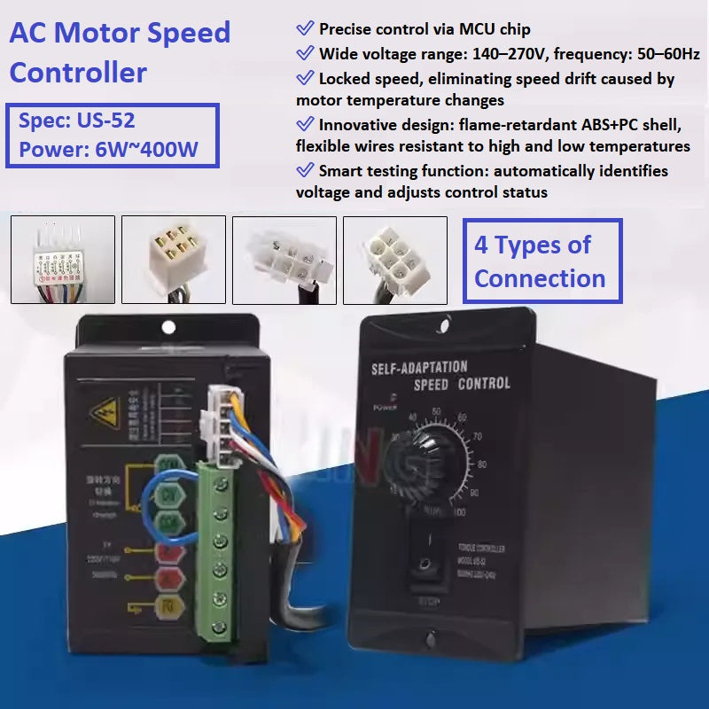 وحدة تحكم بمحرك عرض رقمي متعدد الوظائف UX-52 MCU للتحكم في السرعة 15 واط ~ 250 واط تيار متردد 220 فولت بمنظم دقيق