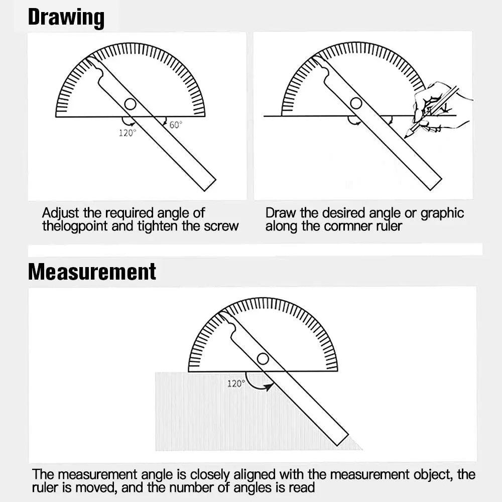 VASTAR- 180 Degree Adjustable Protractor| Stainless Steel - electrical center b2c