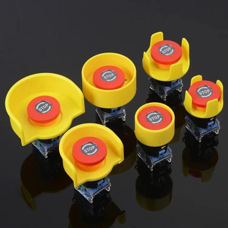 Yellow 22mm Emergency stop button protection cover button switch emergency mushroom head protection seat protection cover ring