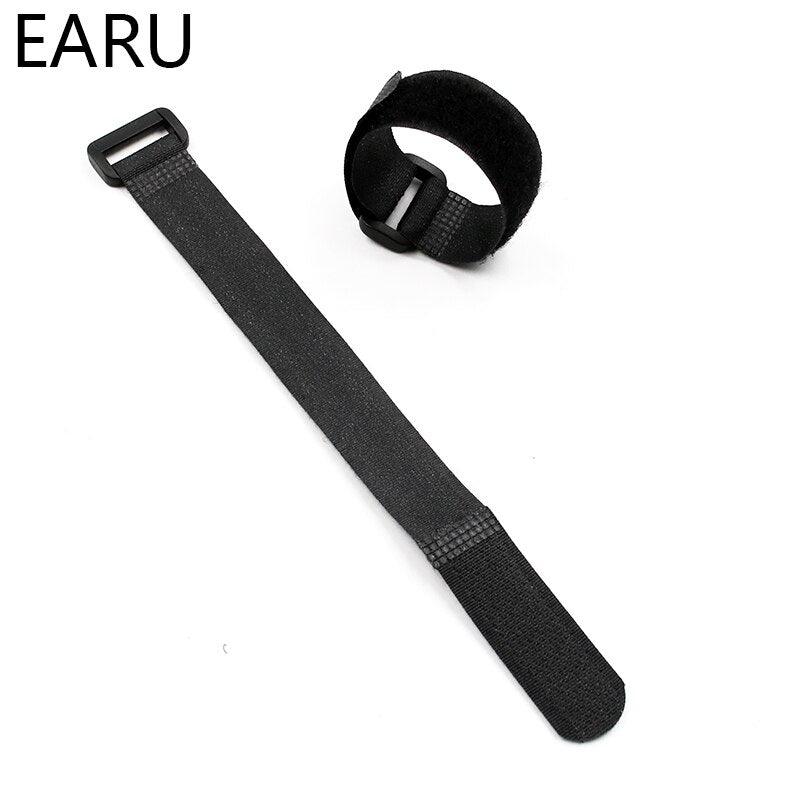 10pcs 8inch Self Adhesive Reusable Cable Tie Nylon Fastener Hook and Loop Strap Cord Ties PC TV Organizer 20cm Length 2cm Width.