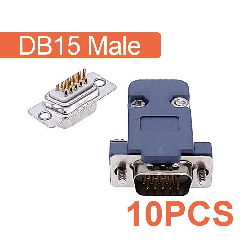 10PCS DB9 Adapter Connector Core RS232 Serial COM Plug Connectors Hole/pin DB15 Female Male Port Socket D Sub DP9 Plastic Case.