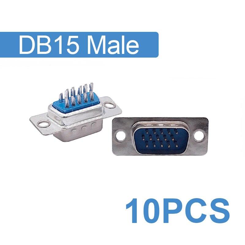 10PCS DB9 Adapter Connector Core RS232 Serial COM Plug Connectors Hole/pin DB15 Female Male Port Socket D Sub DP9 Plastic Case.
