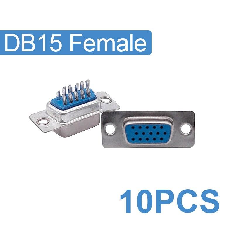 10PCS DB9 Adapter Connector Core RS232 Serial COM Plug Connectors Hole/pin DB15 Female Male Port Socket D Sub DP9 Plastic Case.