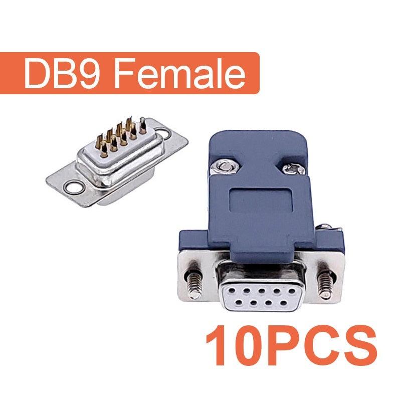 10PCS DB9 Adapter Connector Core RS232 Serial COM Plug Connectors Hole/pin DB15 Female Male Port Socket D Sub DP9 Plastic Case.