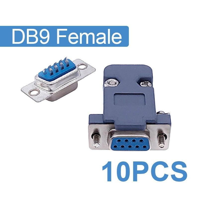 10PCS DB9 Adapter Connector Core RS232 Serial COM Plug Connectors Hole/pin DB15 Female Male Port Socket D Sub DP9 Plastic Case.