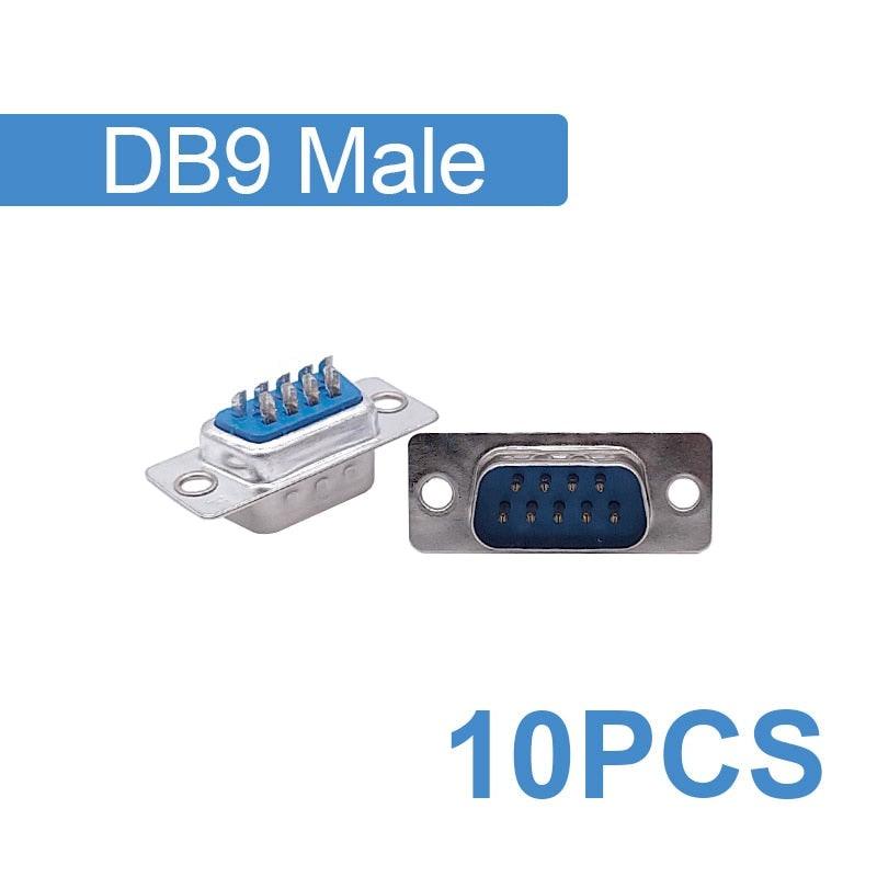 10PCS DB9 Adapter Connector Core RS232 Serial COM Plug Connectors Hole/pin DB15 Female Male Port Socket D Sub DP9 Plastic Case.