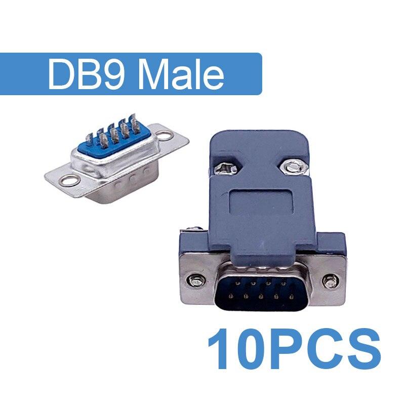 10PCS DB9 Adapter Connector Core RS232 Serial COM Plug Connectors Hole/pin DB15 Female Male Port Socket D Sub DP9 Plastic Case.