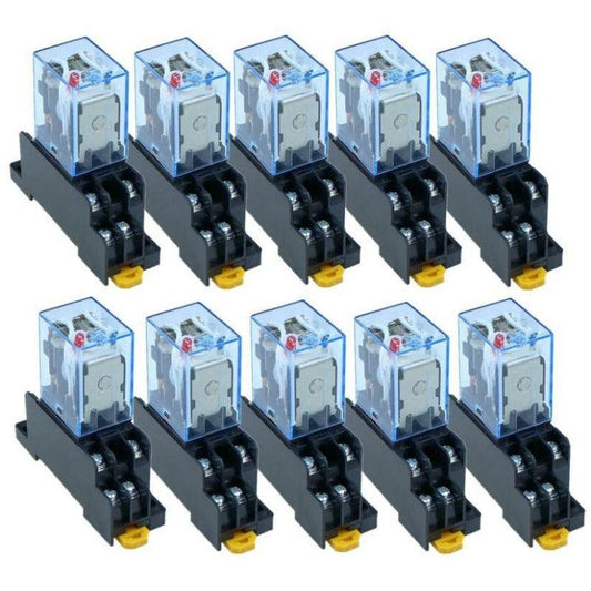 10Pcs/lot Relay LY2NJ 10A 8 Pins With Socket Base.