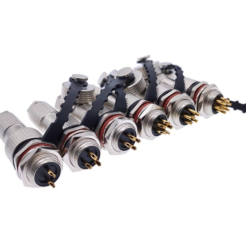 12G metal connector GX12 copper contact IP68 2pin3pin4pin5pin6pin7pin plug &amp; socket waterproof G12 connectors.
