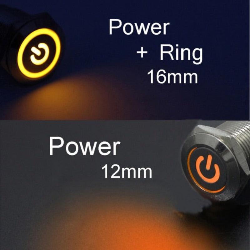 12mm 16mm metal push button switch power button Waterproof with LED light.