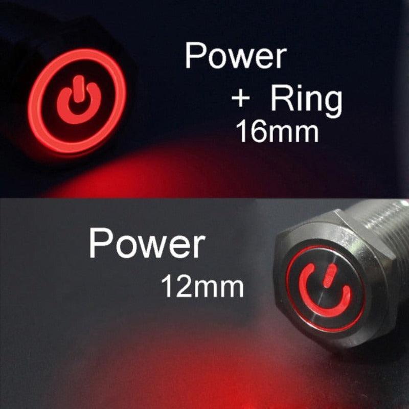 12mm 16mm metal push button switch power button Waterproof with LED light.