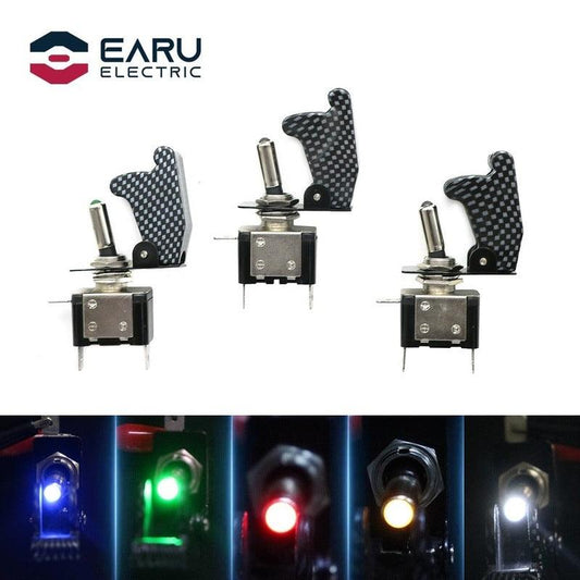 flip up toggle switch,12v-20a-auto-car-boat-truck-illuminated-led-toggle-switch-with-carbon-fiber-safety-aircraft-flip-up-cover-guard-red-blue-green-electrical-center-b2c-1