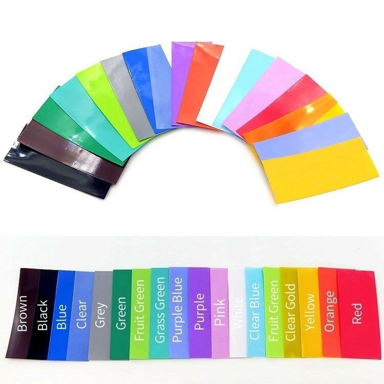 18650 Battery Film Tape PVC Heat Shrink Tube Precut Shrinkable Sleeve 19color A Set Tubing Protect Pipe Cover for Batteries Wrap.