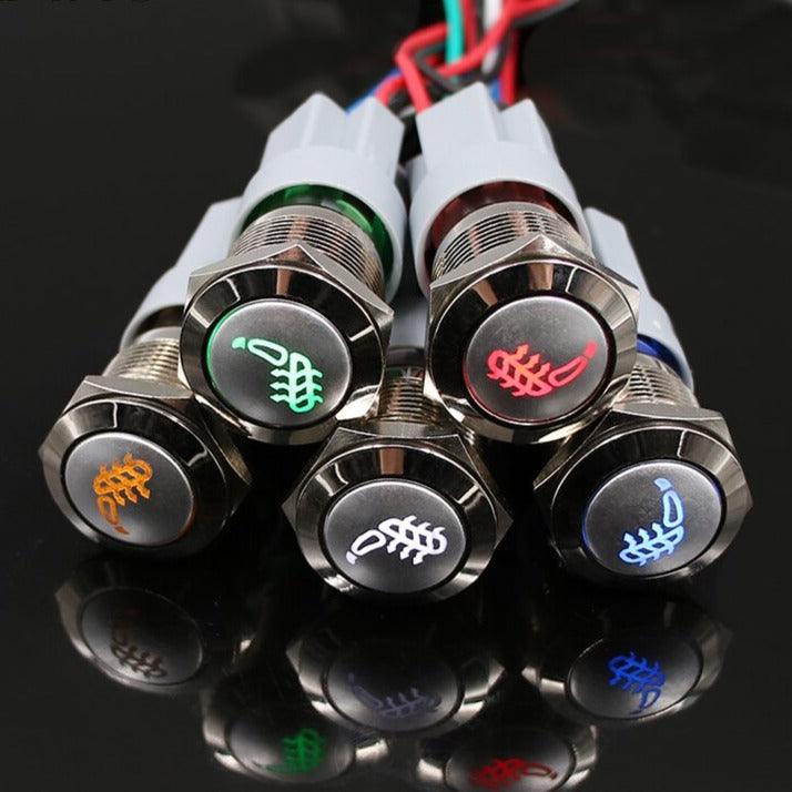 19mm Metal Push Button Switch Waterproof LED Latching Locking Momentary.