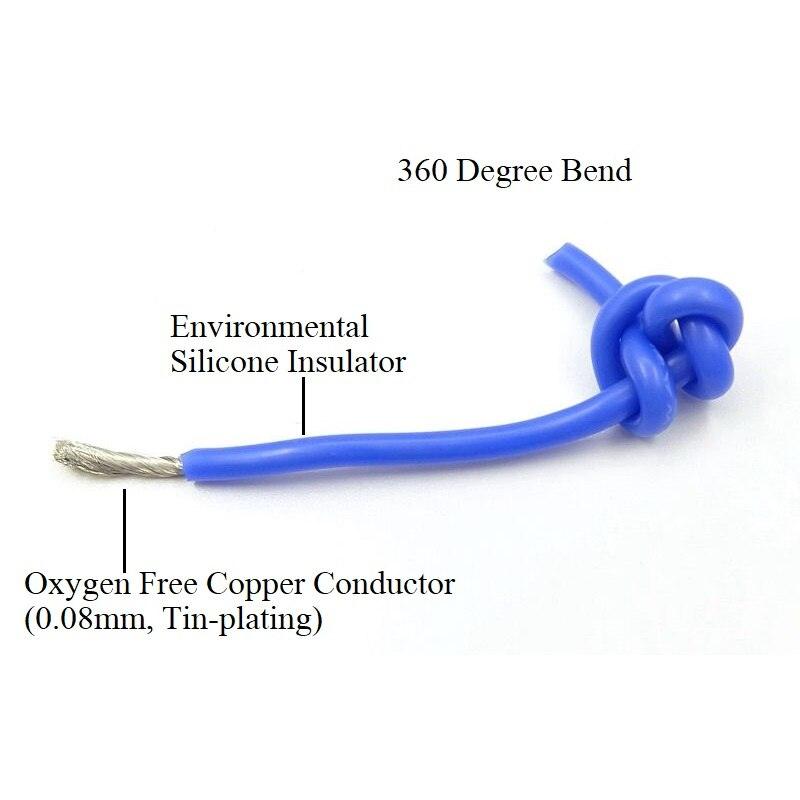 1M 1AWG Silicone Rubber Copper Wire Cable Electron LED Lamp Lighting Cable Super Soft Flexible High Temperature Insulated Wired.