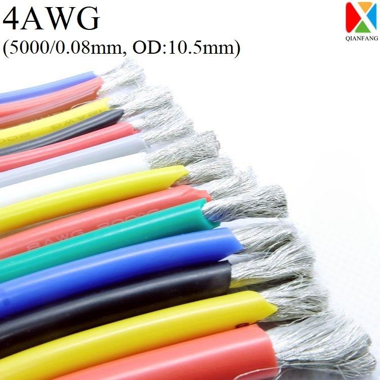 1M 4AWG Silicone Rubber Copper Wire Cable Electron LED Lamp Lighting Cable Super Soft Flexible High Temperature Insulated Wired.