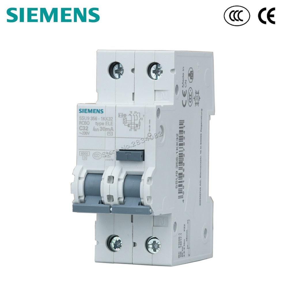 1P+N C32 Residual Current Operated Circuit Breaker integral over current protection 5SU9 356-1KK32 30mA 230V 32A RCBO SIEMENS.