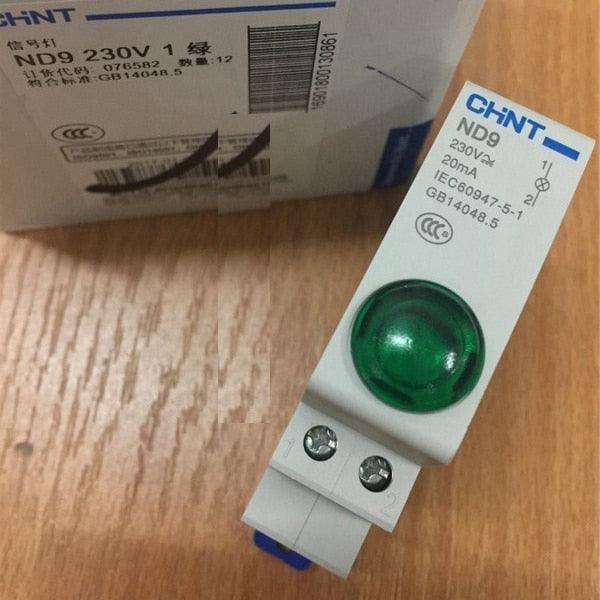 1PC CHINT ND9 PILOT LIGHTS LED RED GREEN AC/DC 24V 220V Modular DIN Rail Lamp Indicator Light.