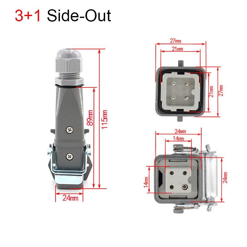 1PCS Heavy duty connector 4core (3+1) 5core (4 +1) 6core (5+1) 8core (7+1) 10A Rectangular aviation plug.