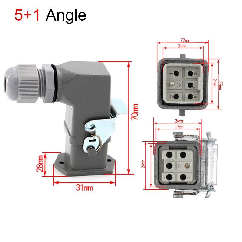 1PCS Heavy duty connector 4core (3+1) 5core (4 +1) 6core (5+1) 8core (7+1) 10A Rectangular aviation plug.