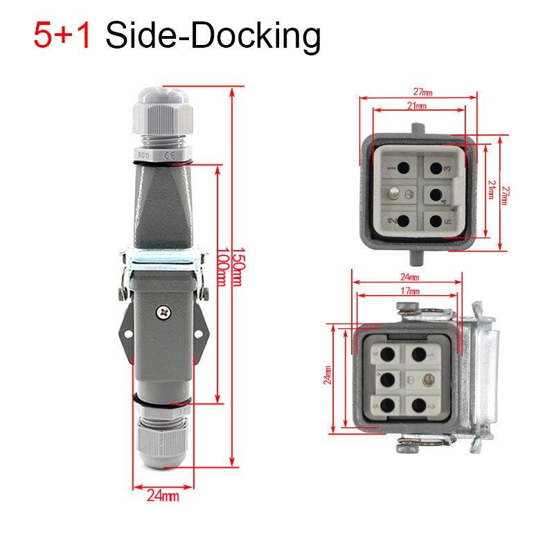 1PCS Heavy duty connector 4core (3+1) 5core (4 +1) 6core (5+1) 8core (7+1) 10A Rectangular aviation plug.