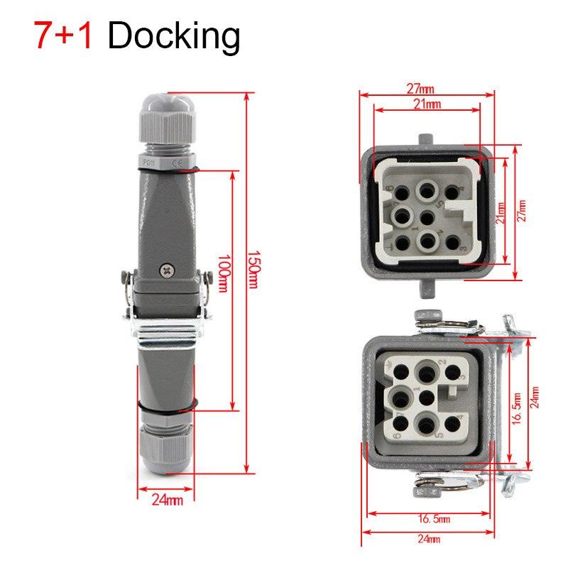 1PCS Heavy duty connector 4core (3+1) 5core (4 +1) 6core (5+1) 8core (7+1) 10A Rectangular aviation plug.