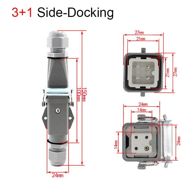 1PCS Heavy duty connector 4core (3+1) 5core (4 +1) 6core (5+1) 8core (7+1) 10A Rectangular aviation plug.