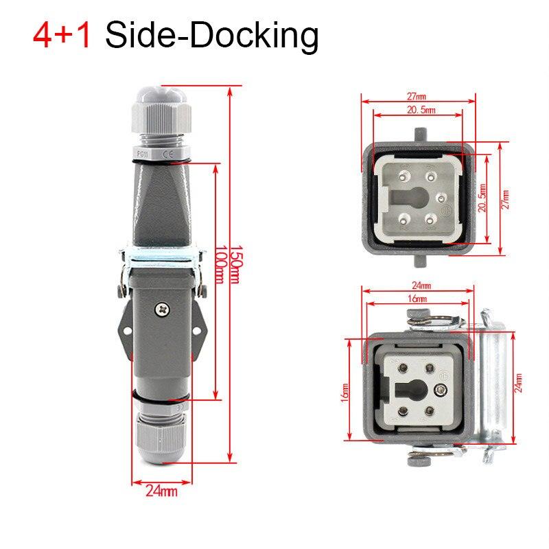 1PCS Heavy duty connector 4core (3+1) 5core (4 +1) 6core (5+1) 8core (7+1) 10A Rectangular aviation plug.