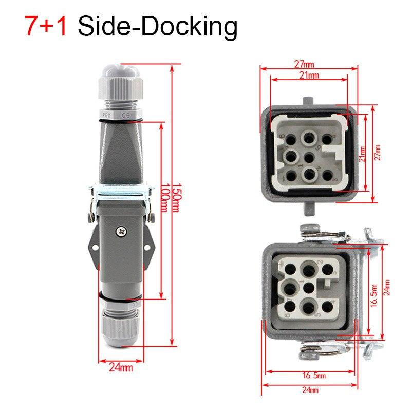1PCS Heavy duty connector 4core (3+1) 5core (4 +1) 6core (5+1) 8core (7+1) 10A Rectangular aviation plug.
