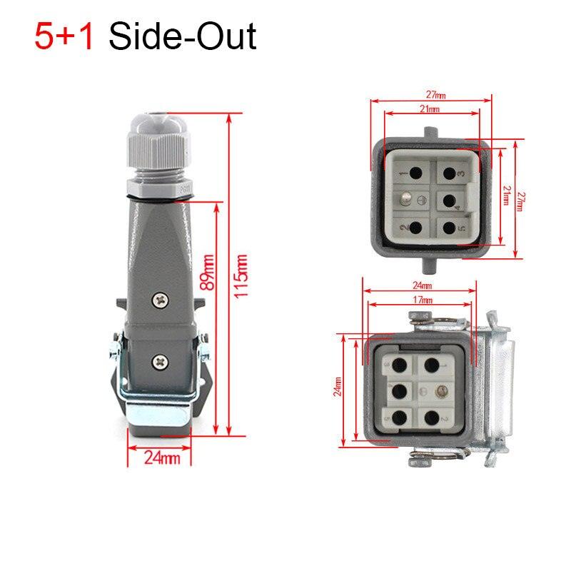 1PCS Heavy duty connector 4core (3+1) 5core (4 +1) 6core (5+1) 8core (7+1) 10A Rectangular aviation plug.