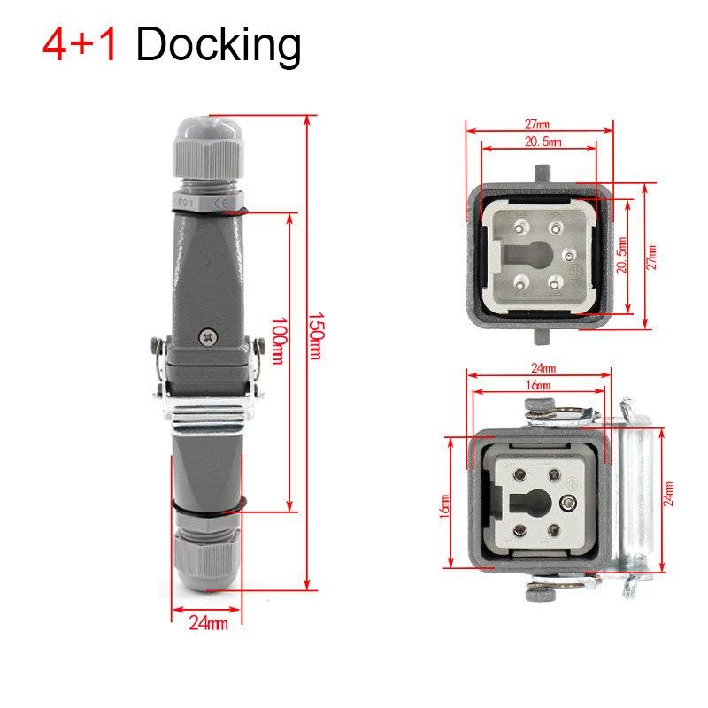 1PCS Heavy duty connector 4core (3+1) 5core (4 +1) 6core (5+1) 8core (7+1) 10A Rectangular aviation plug.