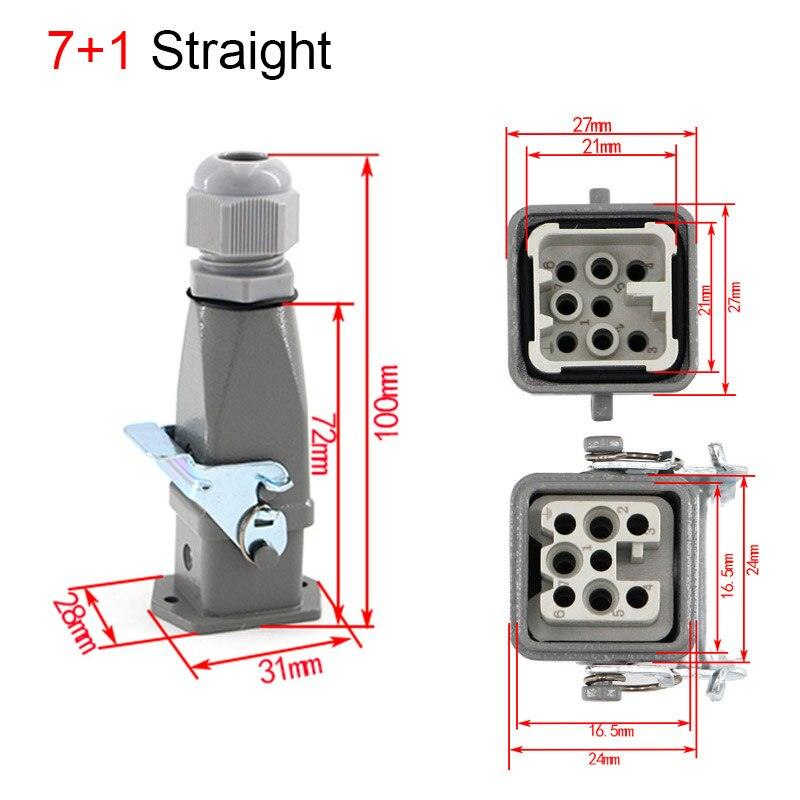 1PCS Heavy duty connector 4core (3+1) 5core (4 +1) 6core (5+1) 8core (7+1) 10A Rectangular aviation plug.