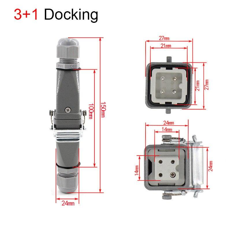 1PCS Heavy duty connector 4core (3+1) 5core (4 +1) 6core (5+1) 8core (7+1) 10A Rectangular aviation plug.
