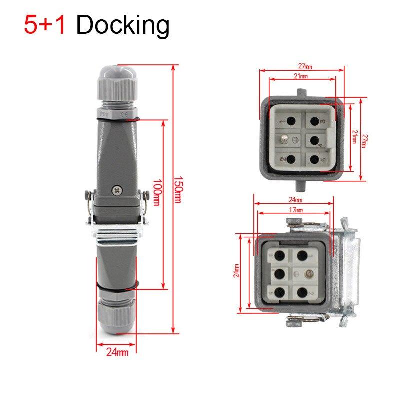 1PCS Heavy duty connector 4core (3+1) 5core (4 +1) 6core (5+1) 8core (7+1) 10A Rectangular aviation plug.