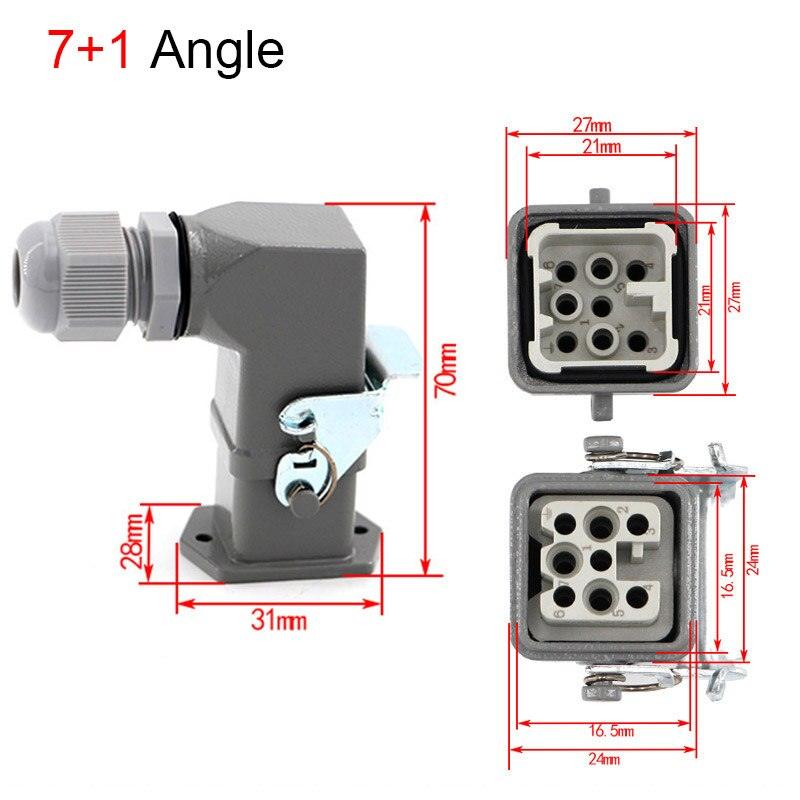 1PCS Heavy duty connector 4core (3+1) 5core (4 +1) 6core (5+1) 8core (7+1) 10A Rectangular aviation plug.