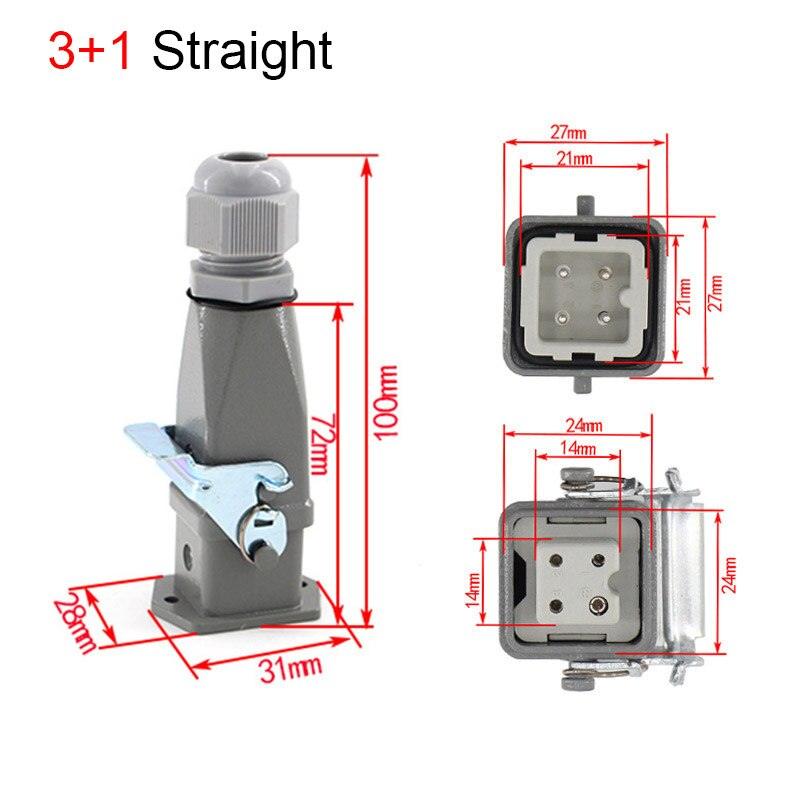 1PCS Heavy duty connector 4core (3+1) 5core (4 +1) 6core (5+1) 8core (7+1) 10A Rectangular aviation plug.