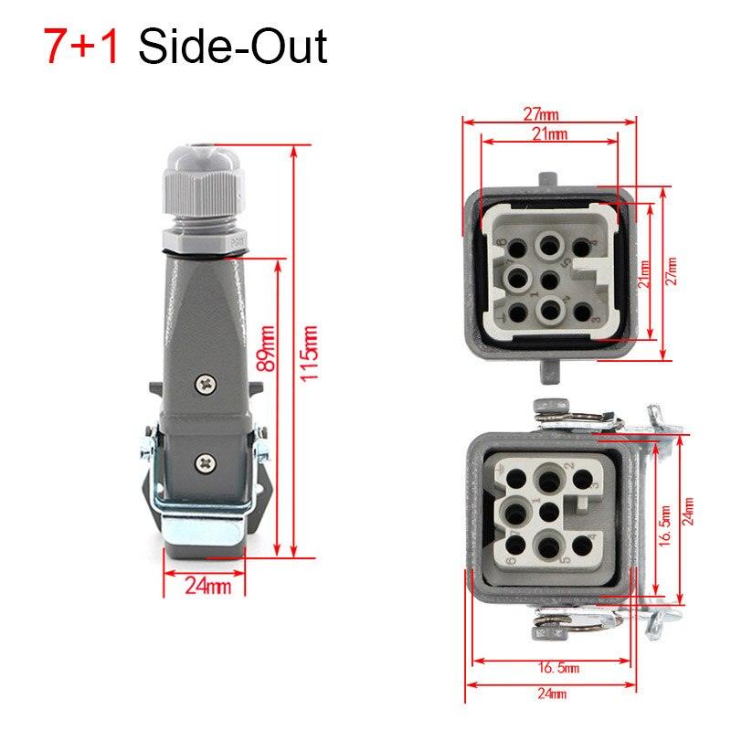 1PCS Heavy duty connector 4core (3+1) 5core (4 +1) 6core (5+1) 8core (7+1) 10A Rectangular aviation plug.