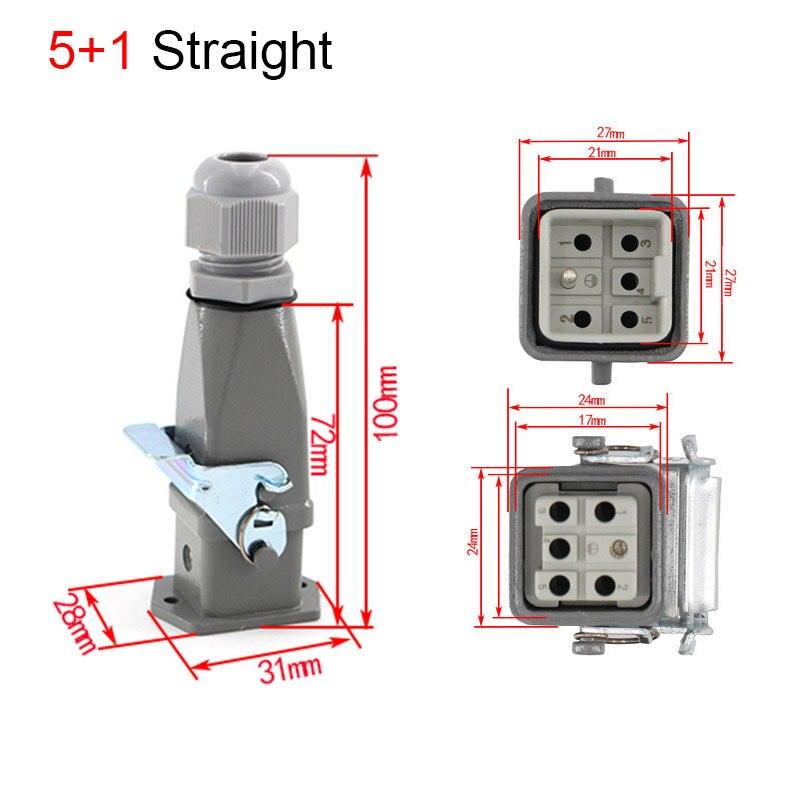 1PCS Heavy duty connector 4core (3+1) 5core (4 +1) 6core (5+1) 8core (7+1) 10A Rectangular aviation plug.