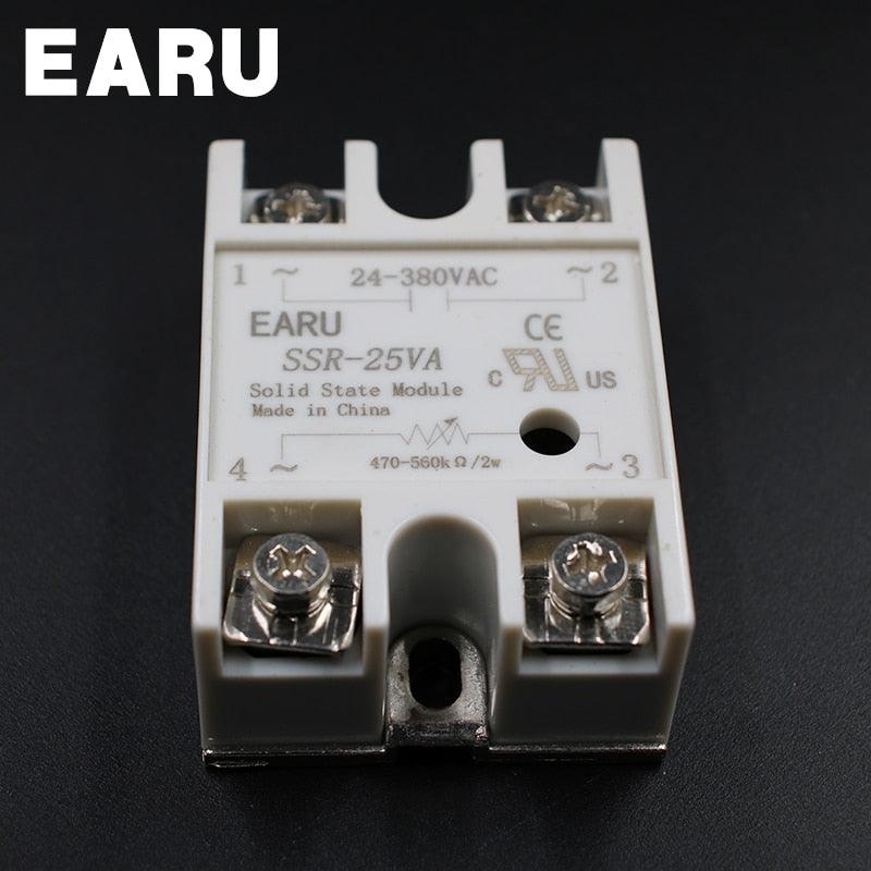 1pcs Solid State Relay Module SSR-25VA 25A 500K ohm TO 24-380V AC SSR 25VA Resistance Regulator.