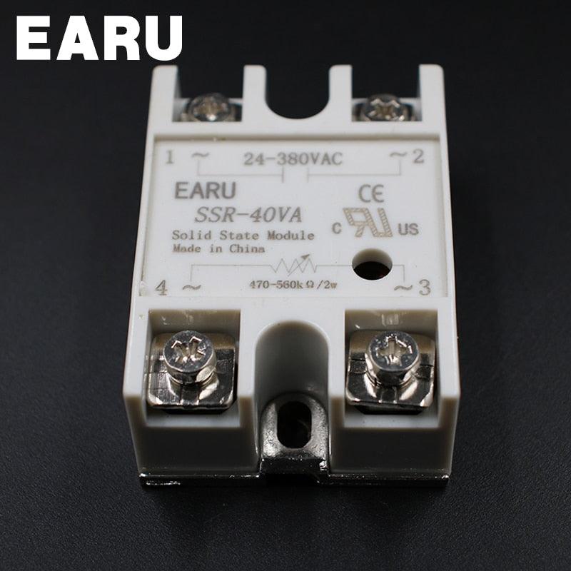 1pcs Solid State Relay Module SSR-40VA 40A 500K ohm TO 24-380V AC SSR 40VA Resistance Regulator.