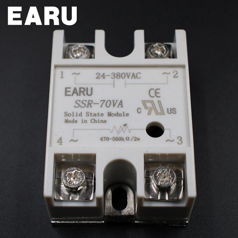 1pcs Solid State Relay Module SSR-70VA 70A 500K ohm TO 24-380V AC SSR 70VA Resistance Regulator.