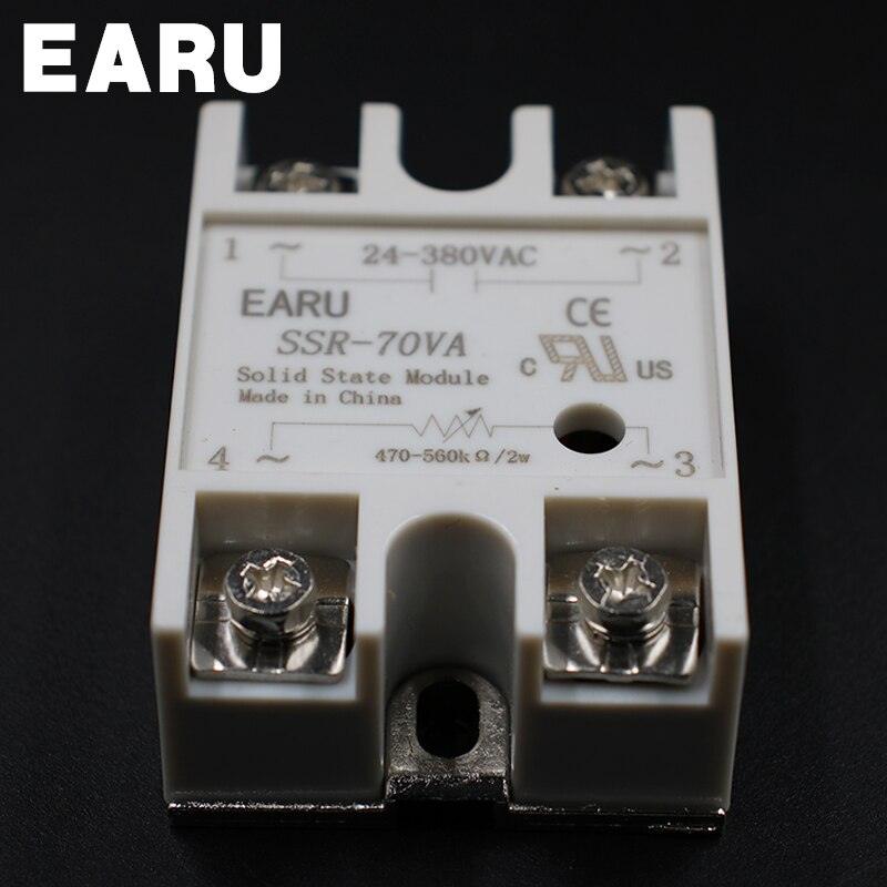 1pcs Solid State Relay Module SSR-70VA 70A 500K ohm TO 24-380V AC SSR 70VA Resistance Regulator.
