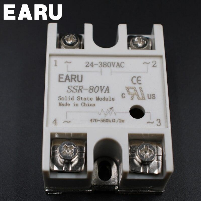 1pcs Solid State Relay Module SSR-80VA 80A 500K ohm TO 24-380V AC SSR 80VA SSR-80 VA Resistance Regulator.